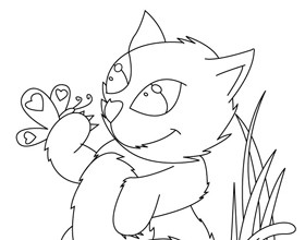 coloriage-chat-et-papillon