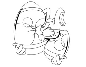 coloriage-lapin-et-oeufs