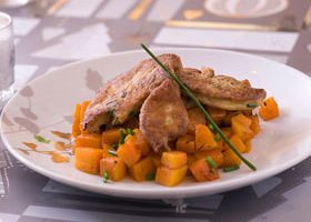 Foie gras poêlé à la courge butternut