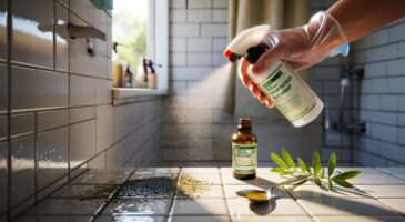Ce mélange à l’huile essentielle de tea tree chasse la moisissure de la salle de bain en 24 heures, mode d’emploi en 250 ml