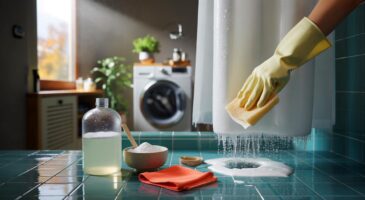 Ce piège du lavage en machine ruine l’imperméabilité du rideau de douche : voici la méthode en 30 minutes au vinaigre blanc