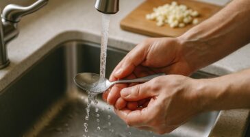 Fini les odeur d’ail sur les mains, l'astuce de la cuillère en inox la fait vraiment disparaître en 30 secondes