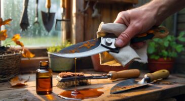 Voici le geste d’expert en 4 minutes qui évite la rouille sur vos outils de jardin cet hiver, avec une simple huile de lin et un chiffon