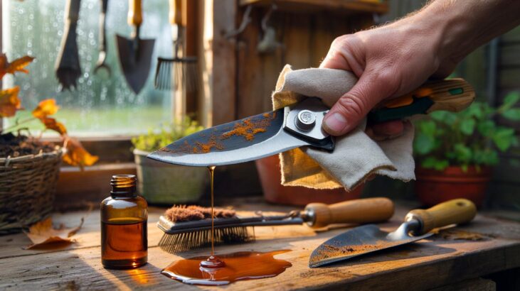 Voici le geste d’expert en 4 minutes qui évite la rouille sur vos outils de jardin cet hiver, avec une simple huile de lin et un chiffon