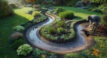 Voici le geste d’expert pour éviter un jardin gorgé d’eau : la dépression sinueuse de 20 à 30 cm qui change tout cet automne