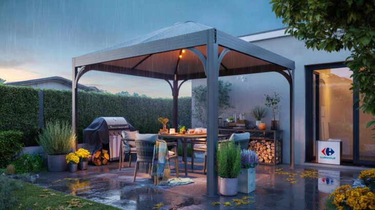 Ce bon plan chez Carrefour à 319,99 € intrigue les amateurs de jardinage, une pergola HYBA 4 x 3 m qui promet l'hiver 2025 au sec