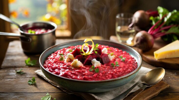 Ce risotto à la betterave, sucré-salé et tout en fondant, séduit en novembre 2025 avec un détail inattendu