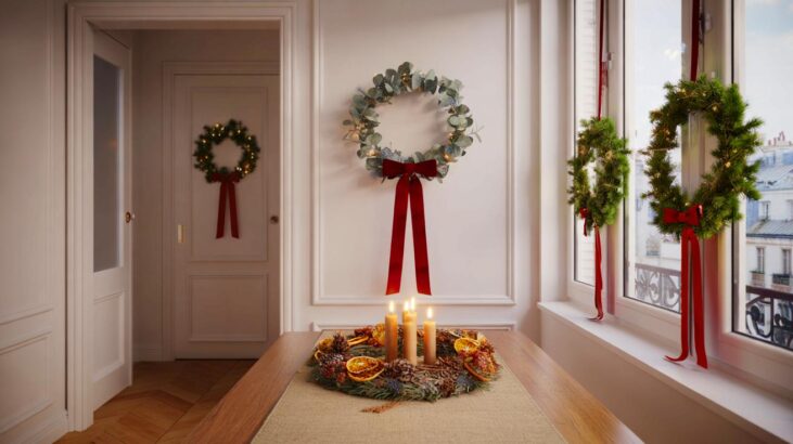 Voici en 2025 la tendance qui intrigue les foyers français pour Noël, les couronnes de Noël plus malines que le sapin dans les petits espaces
