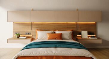 Voici la tête de lit fin 2025 qui remplace les modèles massifs, entre modules flottants et rangements discrets pour agrandir la chambre