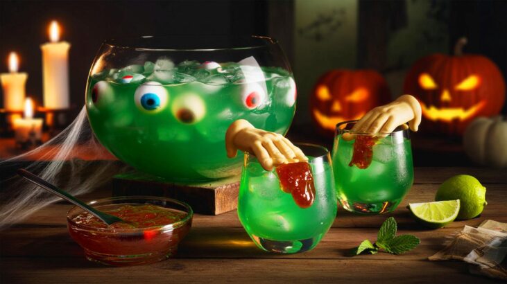 Voici le Green Goo d’Halloween 2025, ce cocktail vert au gin et pâte d’amande qui intrigue autant qu’il régale