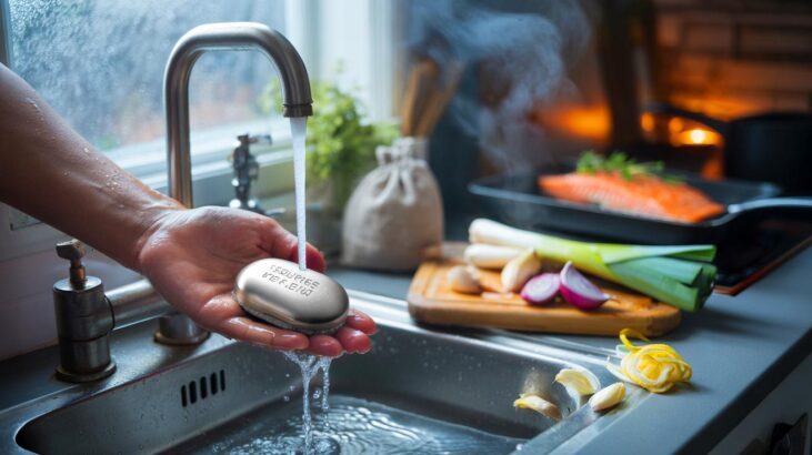 Voici le savon d'acier qui efface l'odeur du poisson et de l'oignon, l'accessoire de cuisine qui intrigue en hiver 2025
