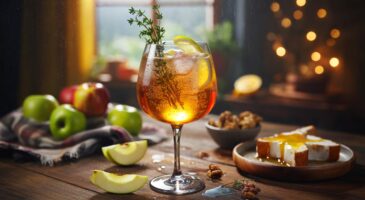 Voici le spritz pomme-thym et citron de novembre, ce mélange vif et réconfortant qui remet de la lumière sur nos apéros