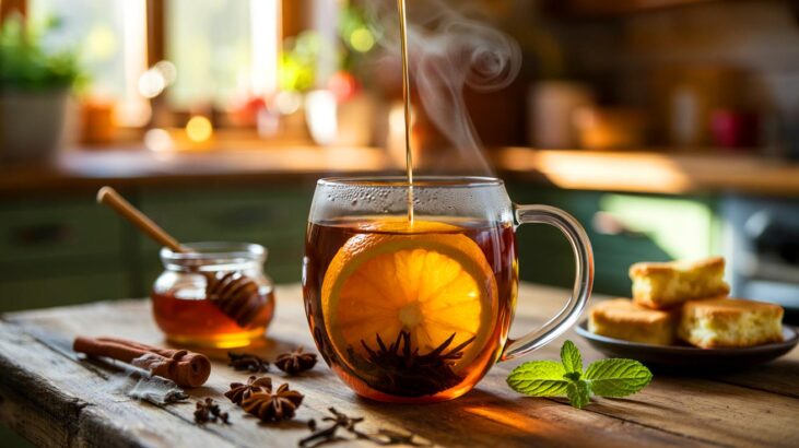 Voici le thé d'automne qui s'infuse dans une orange, une idée simple et très parfumée pour novembre 2025 à savourer au goûter