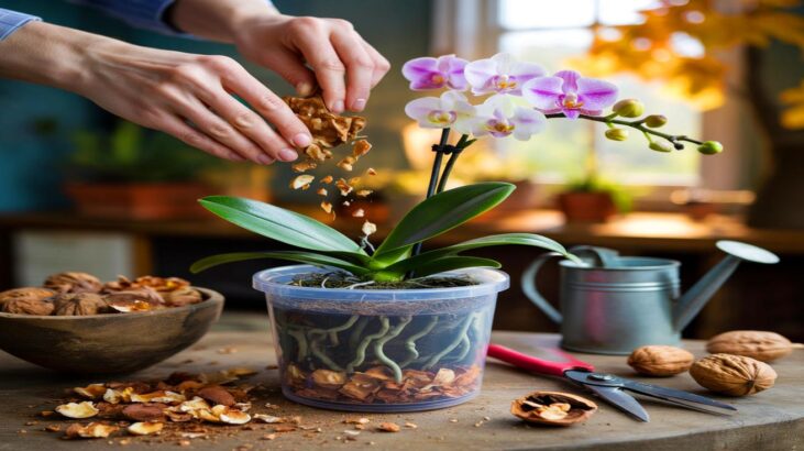 Voici pourquoi les coquilles de noix font refleurir les orchidées en novembre 2025, et le geste simple qui change tout au rempotage