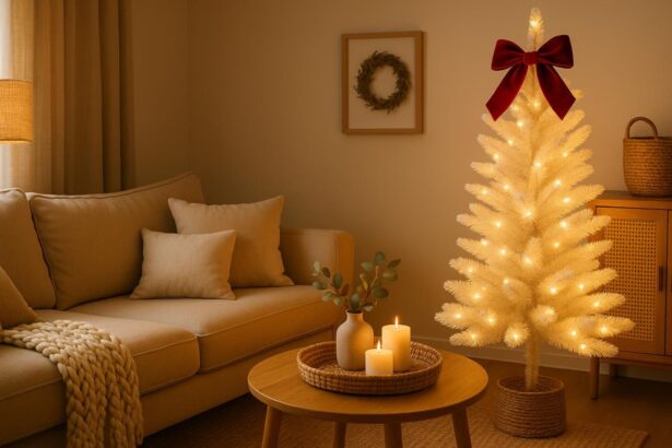 Ce sapin lumineux blanc 120 cm de Maisons du Monde promet une déco de Noël de magazine, surtout en petit salon