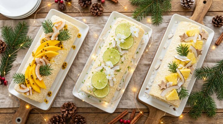 Noël : ces 3 bûches coco maison aux fruits exotiques, si légères, vont sauver la fin de repas