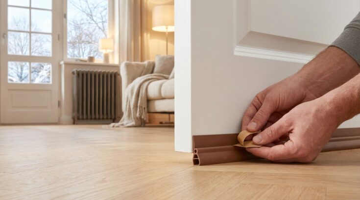 Sous la porte, ce filet d’air glace votre salon et plombe votre facture : cette bande isolante l’arrête en 5 minutes