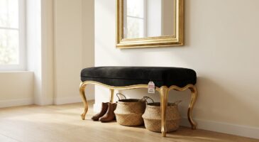 Ce banc noir ultra design à 49€ chez Conforama change tout dans l'entrée : un effet luxe en plein soldes