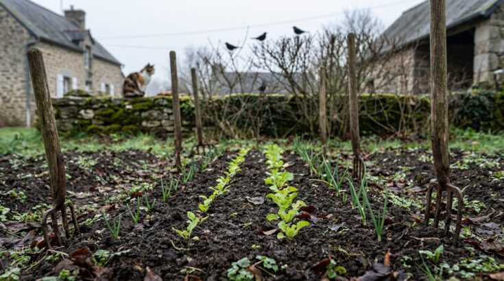Ces fourchettes plantées dans les potagers cet hiver : ne les arrachez surtout pas, la raison surprend
