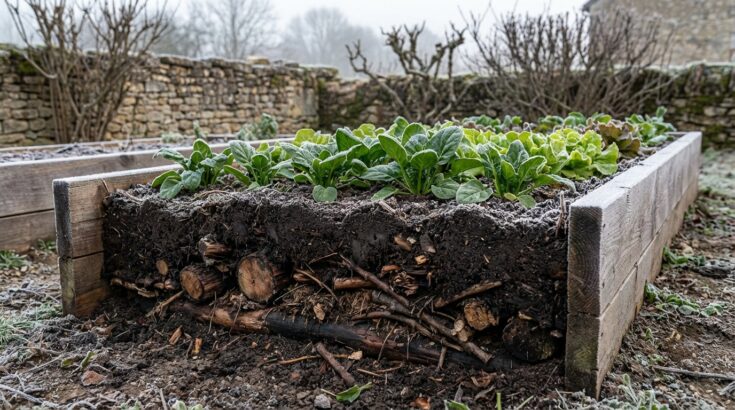 Ils cachent un matériau surprenant sous leurs légumes : cette astuce méconnue change tout au potager d’hiver