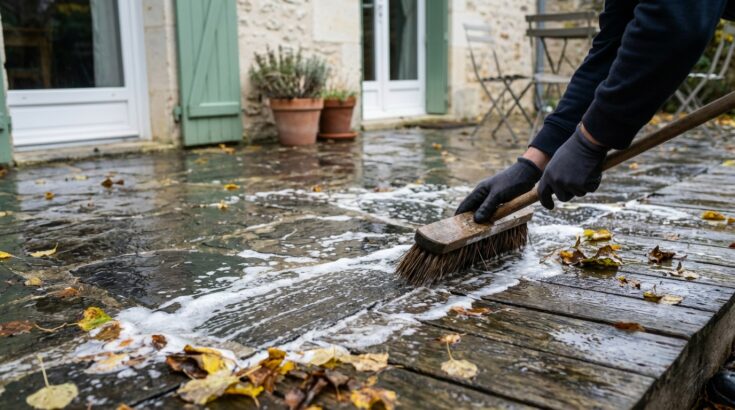 Terrasse noire et glissante dès les premiers froids : ce réflexe tout simple pour éviter les chutes