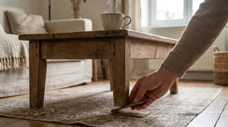 Vous avez un meuble qui bouge sans arrêt ? Ce geste tout simple le stabilise en 2 minutes, sans outils